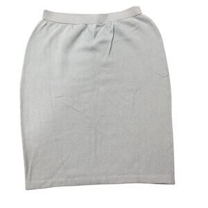 St. John Evening Marie Gray Santana Knit Ribbed Knit Pencil Skirt Light Blue, 10